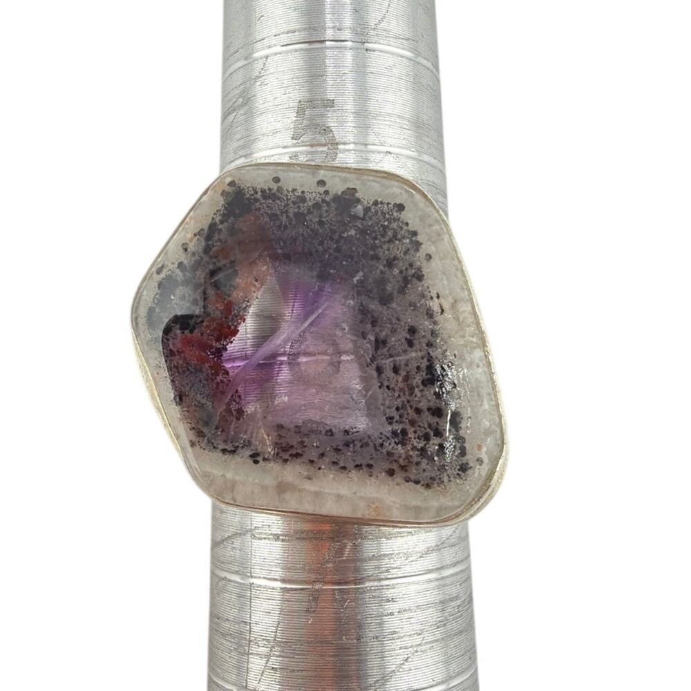Sterling Silver Amethyst Geode Slice Ring Size 7.5